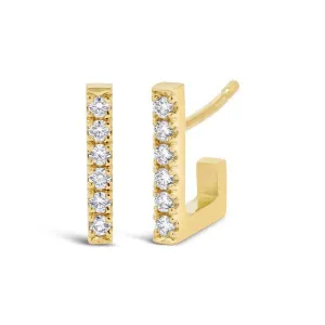 Boucle d'oreilles en or jaune serties de diamants