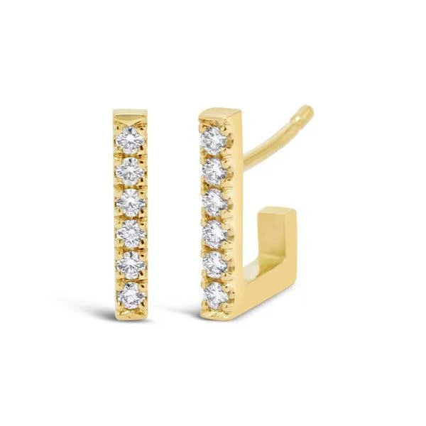 Boucle d'oreilles en or jaune serties de diamants