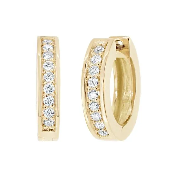 Boucles d'oreille en or jaune serties de diamants.
