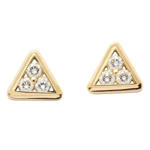 Boucles d'oreille en or jaune serties de diamants.