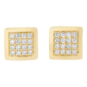Boucles d'oreille en or jaune serties de diamants.