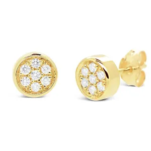 Boucles d'oreille en or jaune serties de diamants.