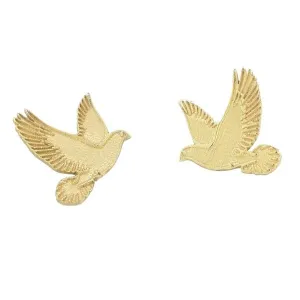 Boucles d'oreilles colombe en or jaune.
