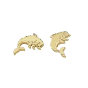 Boucles d'oreilles Dauphin en or jaune.