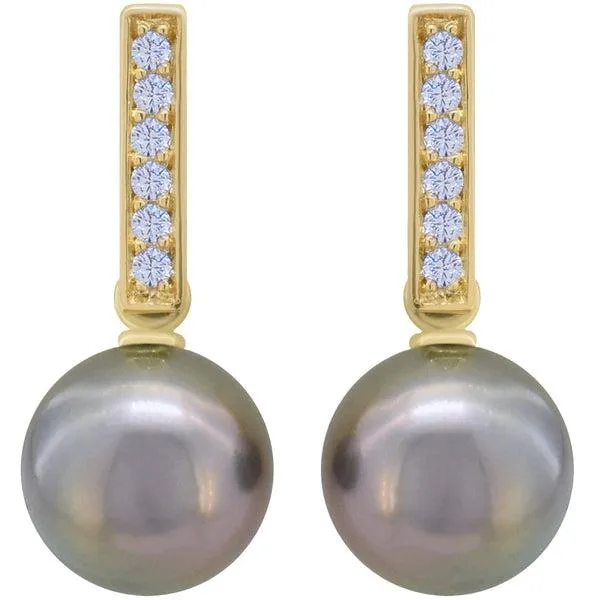 Boucles d'oreilles en or jaune et perles de tahiti