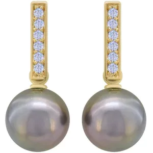 Boucles d'oreilles en or jaune et perles de tahiti