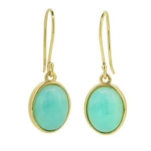 Boucles d'oreilles en or jaune serties d'amazonites