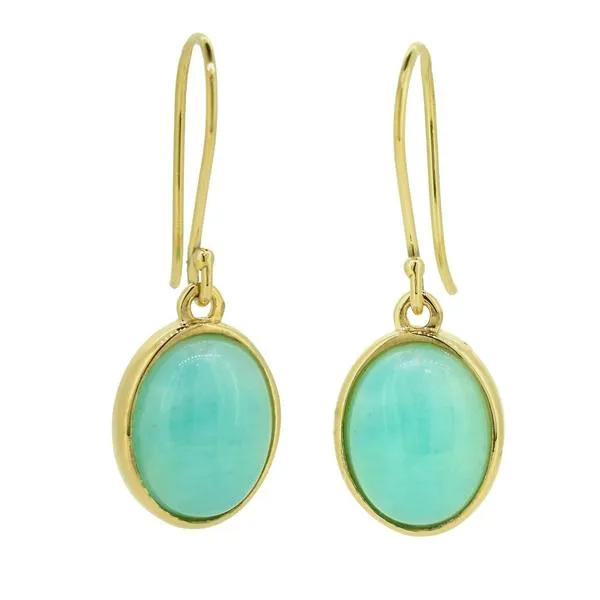 Boucles d'oreilles en or jaune serties d'amazonites