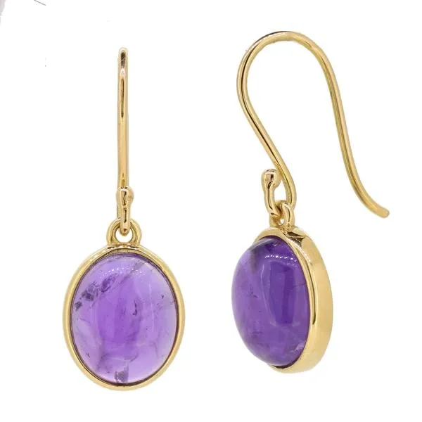 Boucles d'oreilles en or jaune serties d'amthystes.