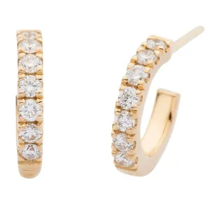 Boucles d'oreilles en or jaune serties de diamants.