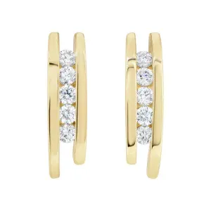 Boucles d'oreilles en or jaune serties de diamants.