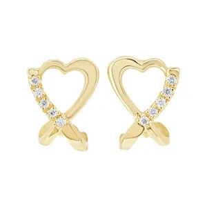 Boucles d'oreilles en or jaune serties de diamants.
