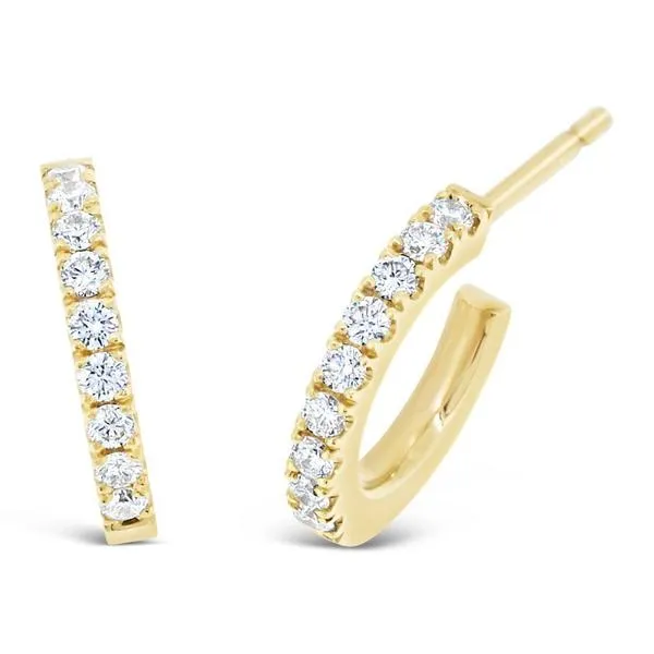 Boucles d'oreilles en or jaune serties de diamants.