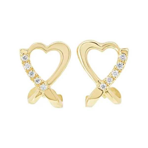Boucles d'oreilles en or jaune serties de diamants.