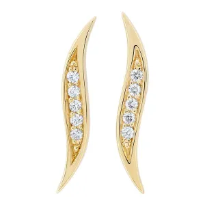 Boucles d'oreilles en or jaune serties de diamants.