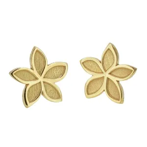 Boucles d'oreilles fleur de frangipanier en or jaune