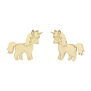 Boucles d'oreilles Licorne en or jaune.