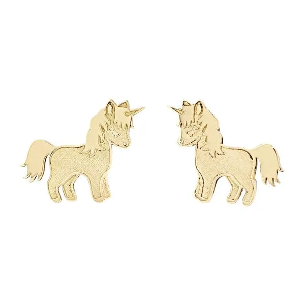 Boucles d'oreilles Licorne en or jaune.
