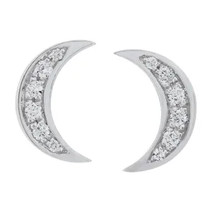 Boucles d'oreilles lune en or blanc serties de diamants.