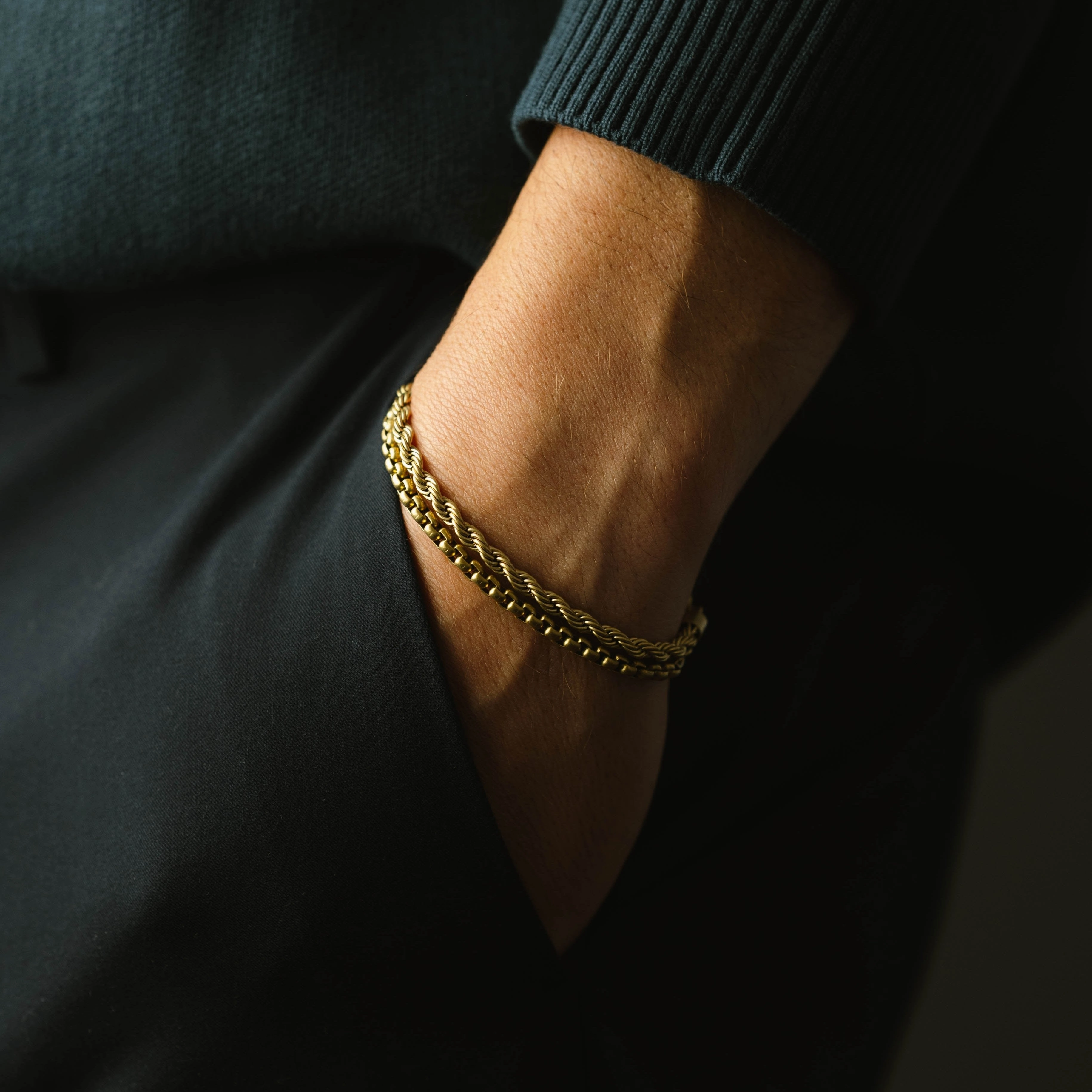 Boxed 4mm Chain Bracelet 18K Gold Adjustable B-BOX03-40E50U-TU