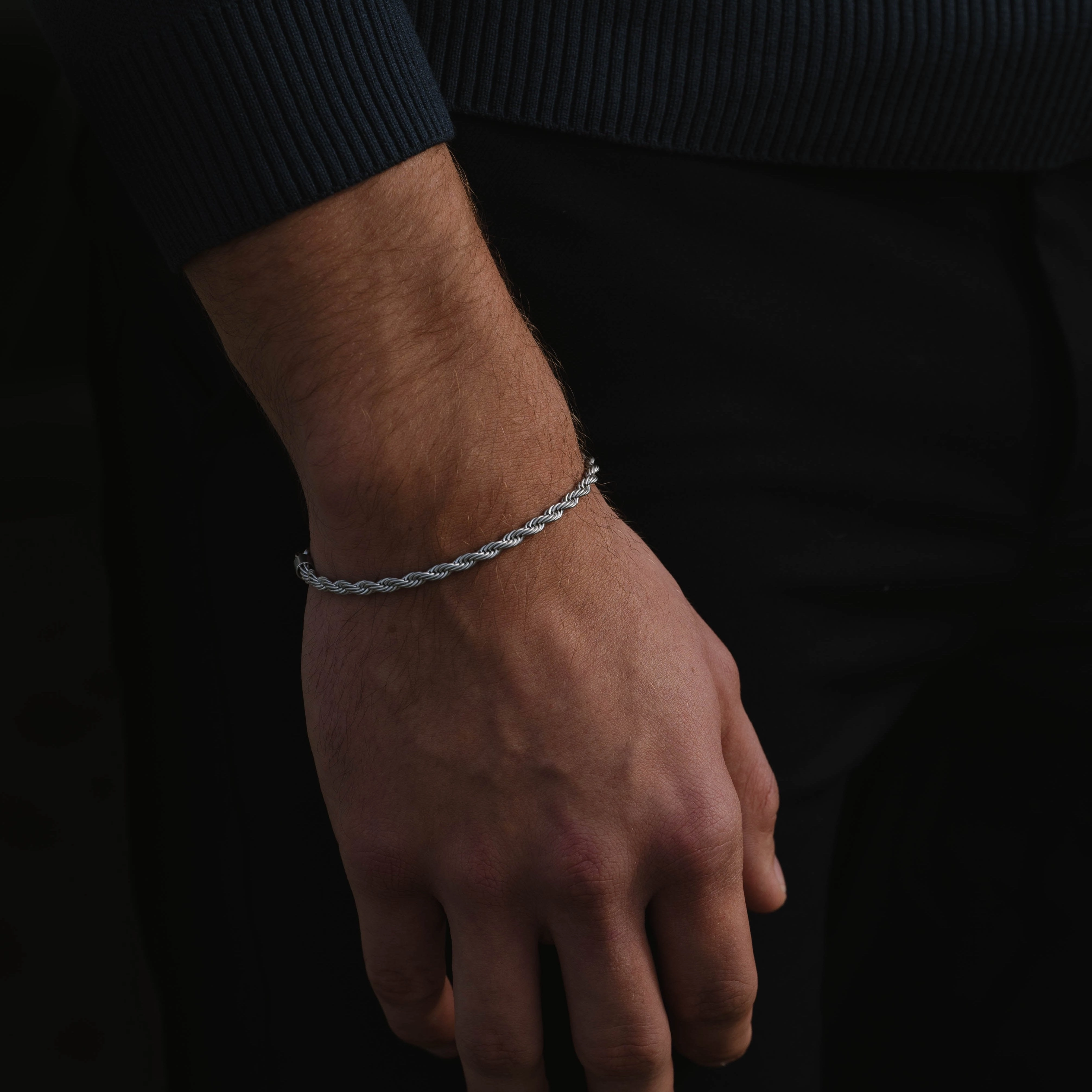 Boxed 4mm Chain Bracelet Silver Adjustable B-BOX01-40E50U-TU