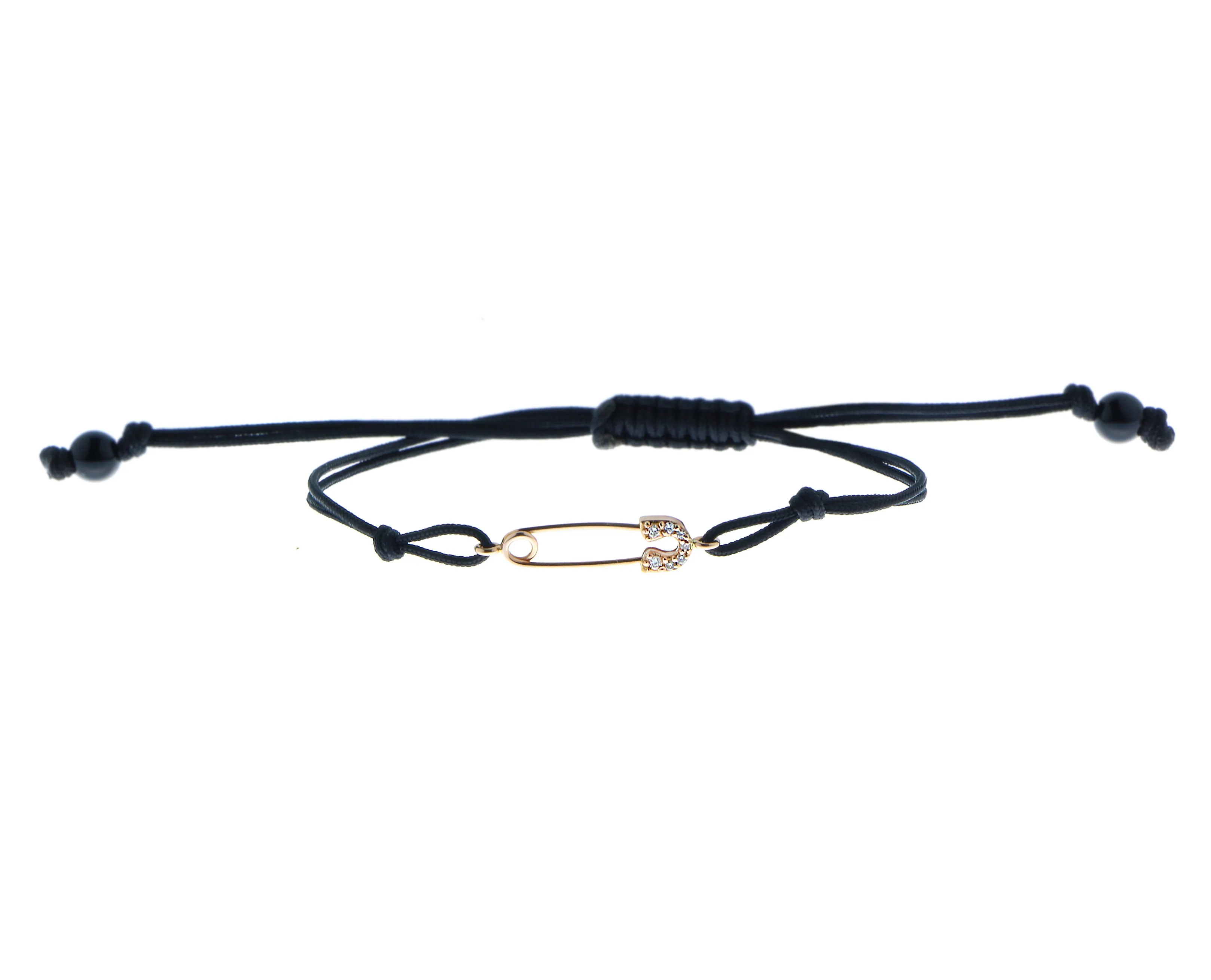 Bracelet rose gold and diamond safety pin
