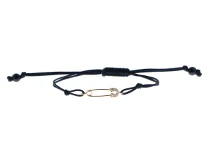 Bracelet rose gold and diamond safety pin