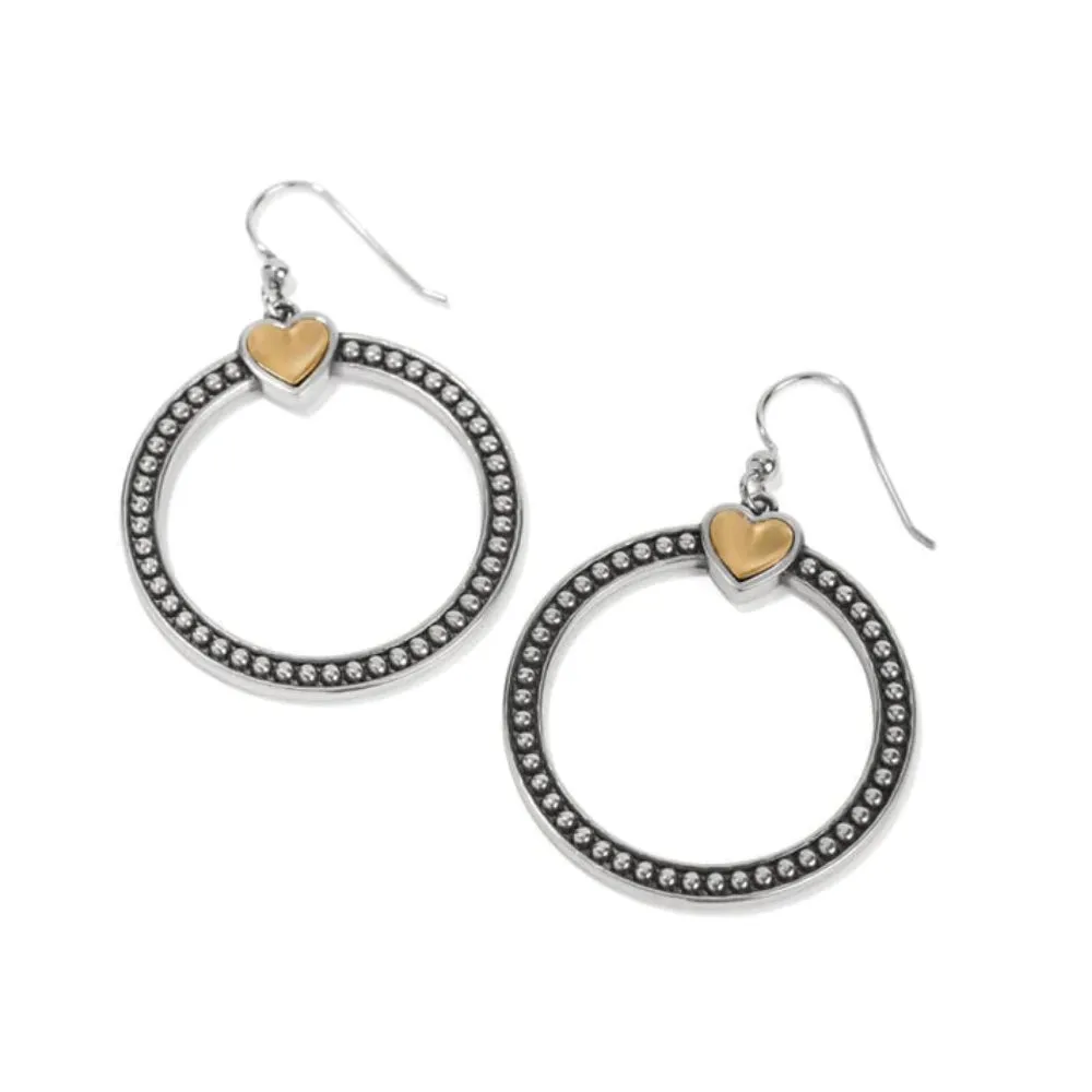 Brighton Pretty Tough Bold Heart Two Tone French Wire Earrings