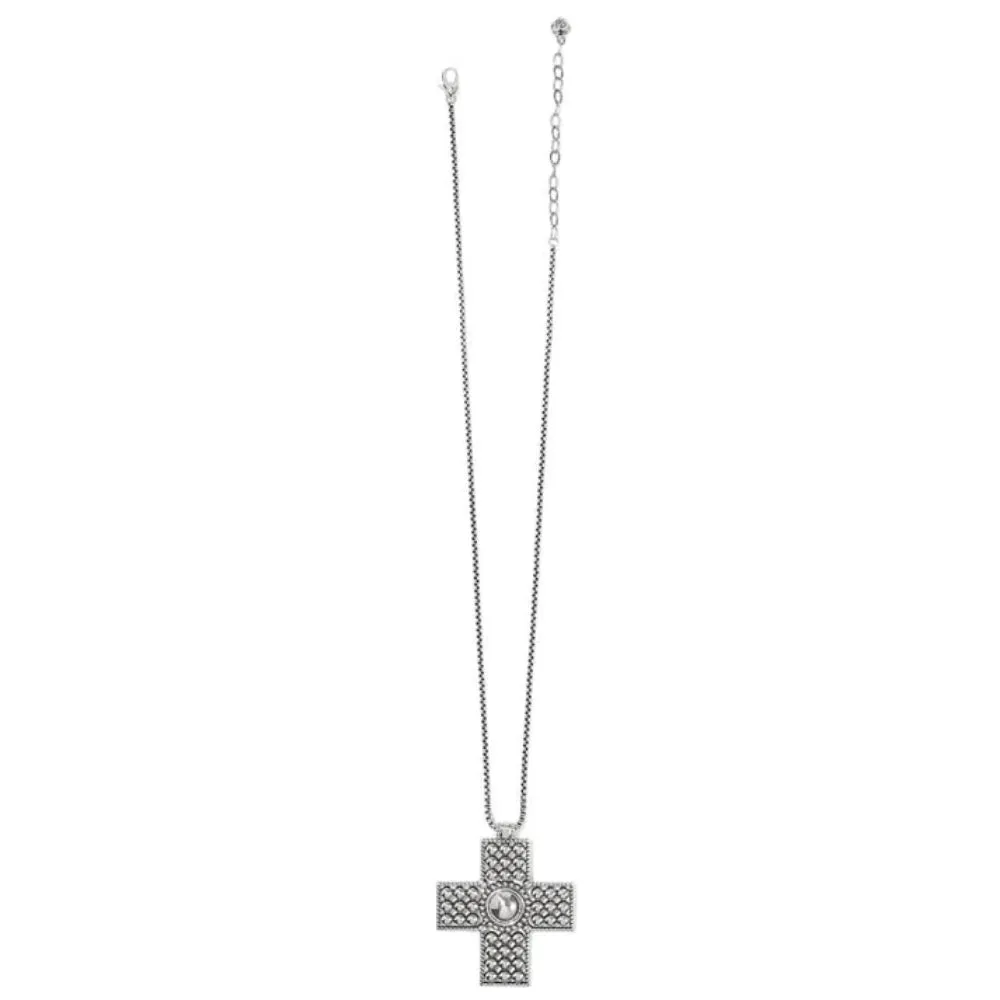 Brighton Pretty Tough Cross Necklace in Silver Tone