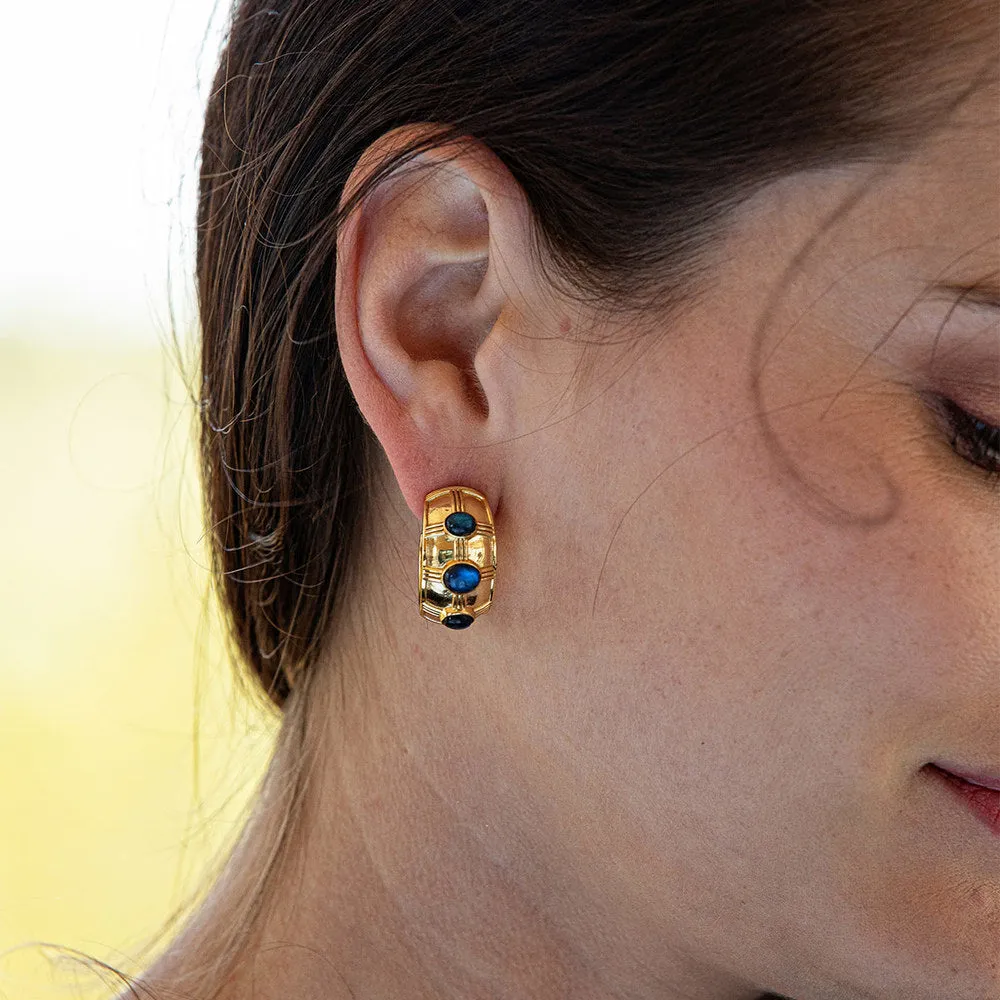 Capucine de Wulf Cleopatra Bold Hoop Earrings with Blue Labradorite