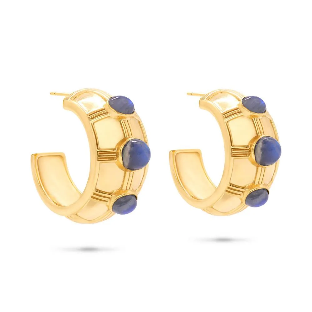 Capucine de Wulf Cleopatra Bold Hoop Earrings with Blue Labradorite