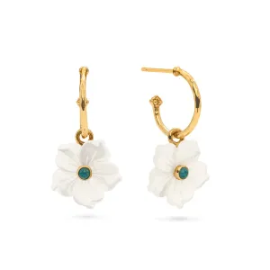 Capucine De Wulf Mermaid Garden Hoop Earrings with Flower Charm - Mother of Pearl