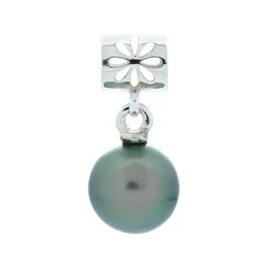 Charms pour PANDORA en argent 925 et perle de Tahiti. ronde A 8.6/9.5mm
