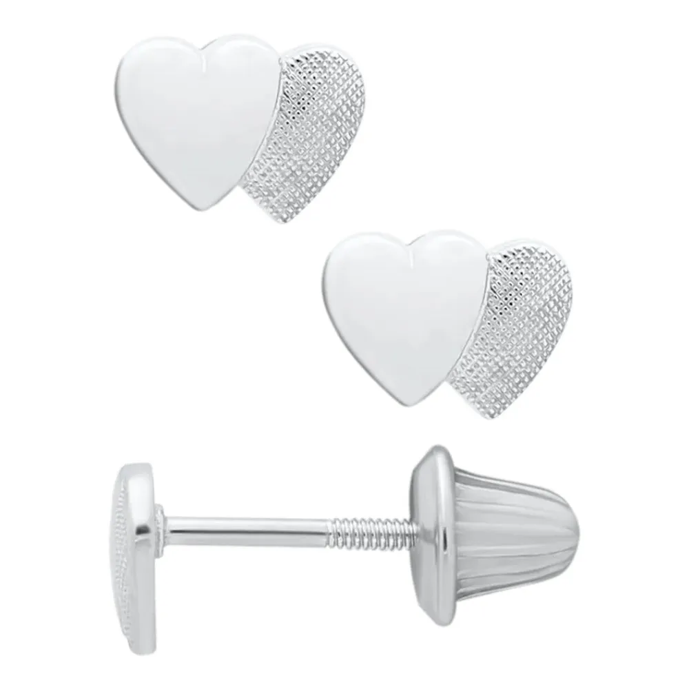 Children's Silver Heart Stud Earrings