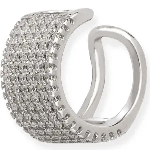 Classic Women's Earring - Sterling Silver Multi Row White CZ Single Cuff | D-5763