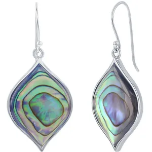 Classic Women's Earrings - Silver Marquise Shape Abalone French Wire Closure | D-7429