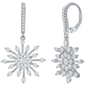 Classic Women's Earrings - Sterling Silver CZ Snowflake Post Back Closure | D-7582