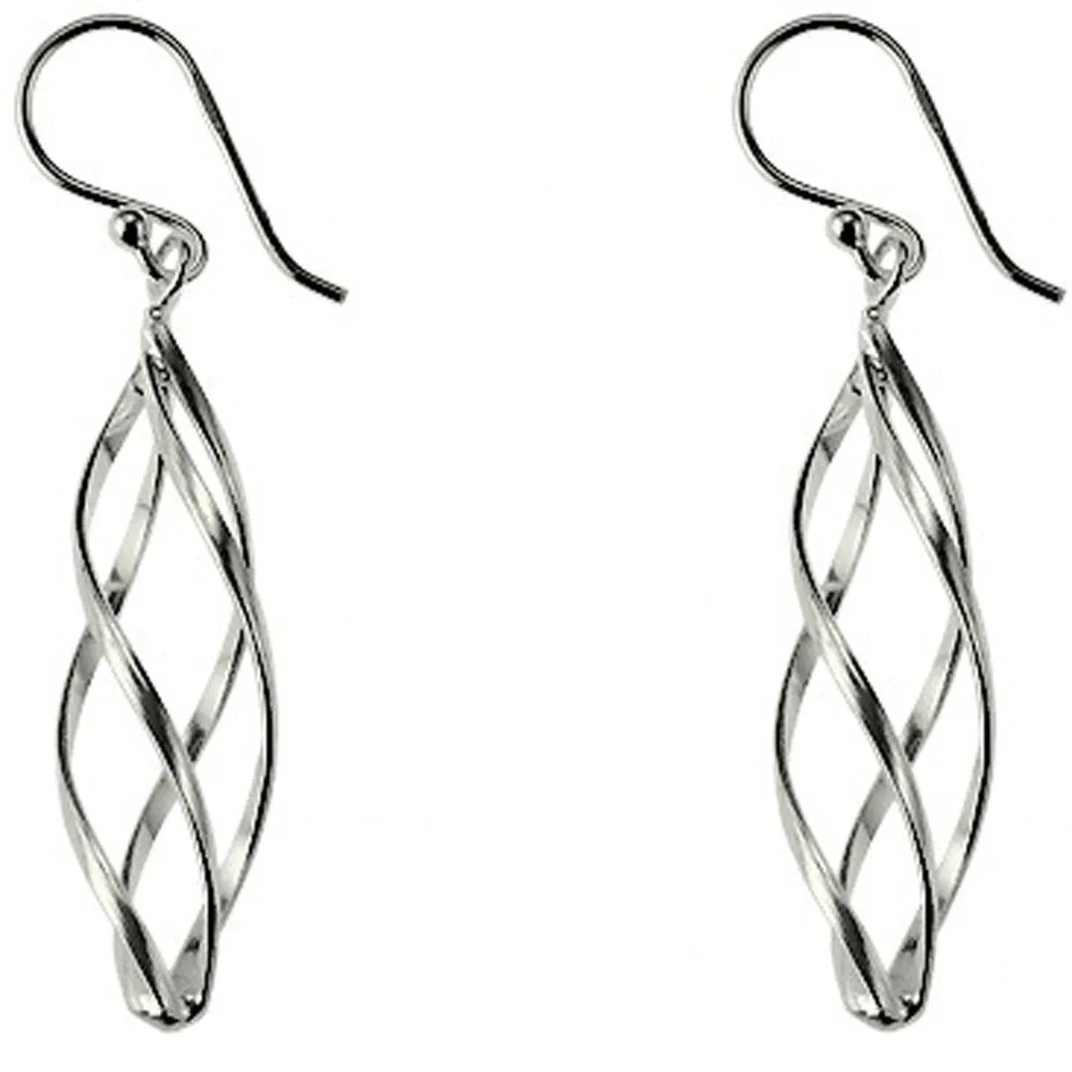 Classic Women's Earrings - Sterling Silver Long Twisted French Wire Closure | A-1914