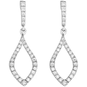 Classic Women's Earrings - Sterling Silver Open Marquise Shape White CZ Stone | D-5435
