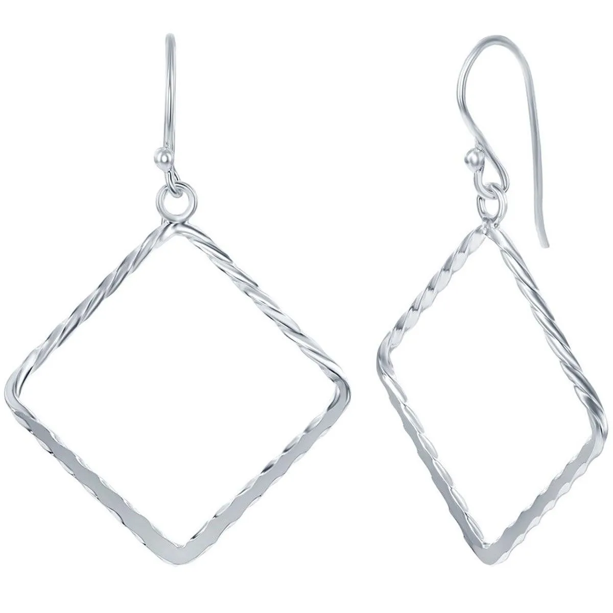 Classic Women's Earrings - Sterling Silver Open Square French Wire Closure | A-2172