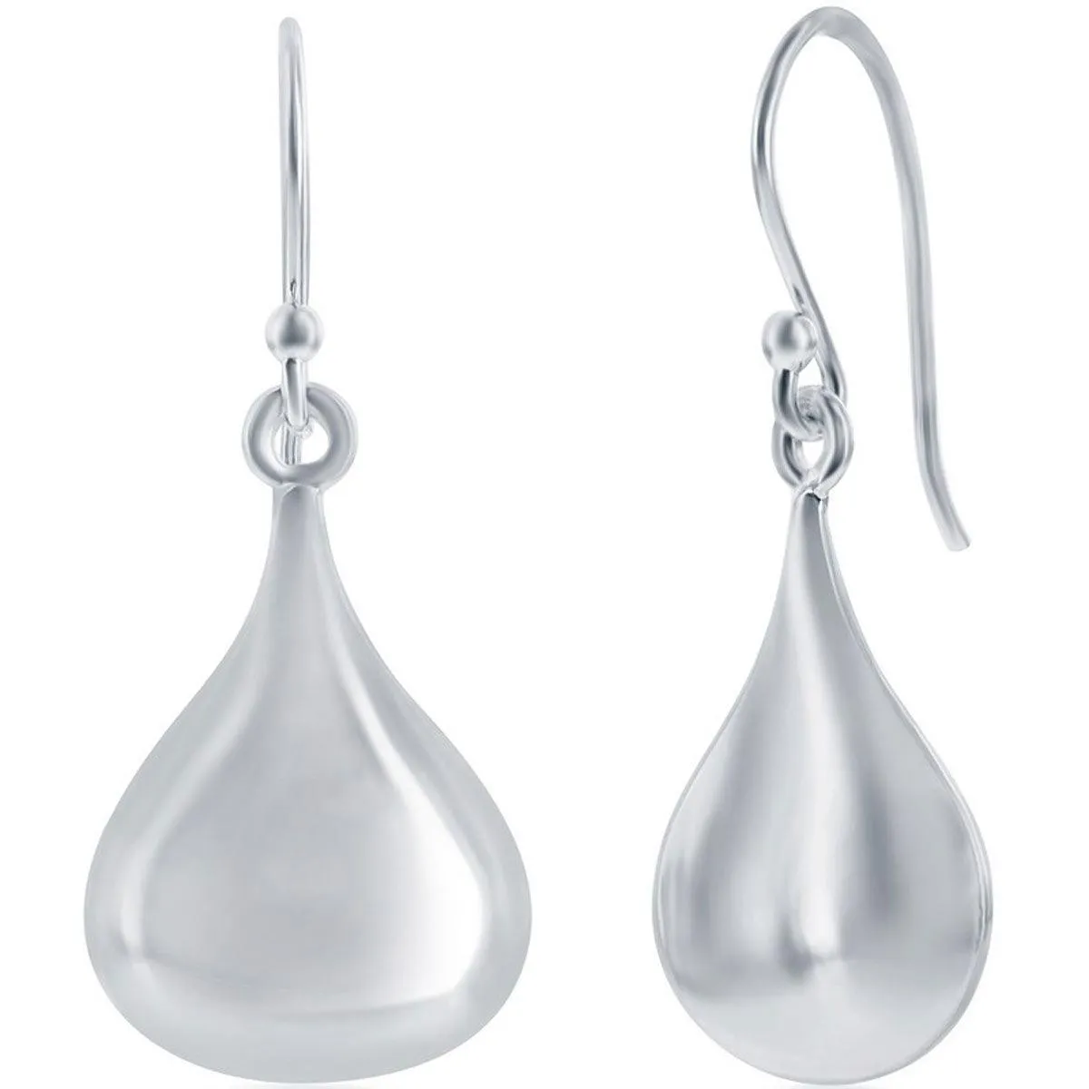 Classic Women's Earrings - Sterling Silver Teardrop Shape French Wire Closure | A-1165