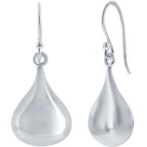 Classic Women's Earrings - Sterling Silver Teardrop Shape French Wire Closure | A-1165