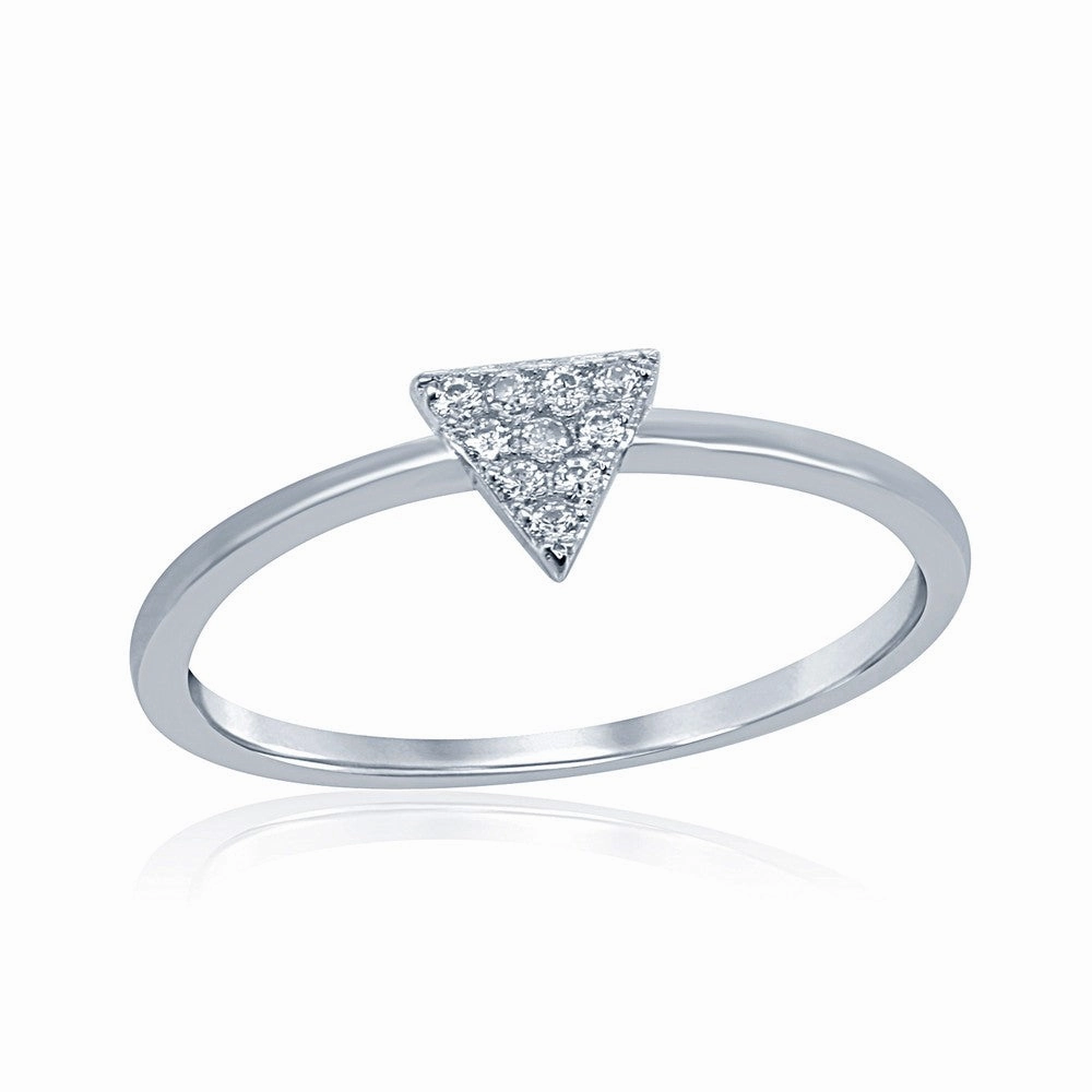 Classic Women's Sterling Silver CZ Triangle Ring - W-1479