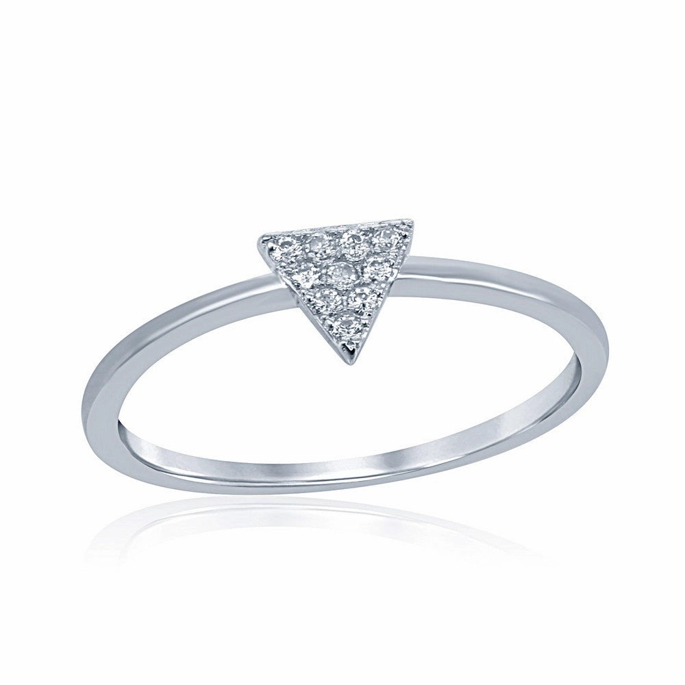 Classic Women's Sterling Silver CZ Triangle Ring - W-1479