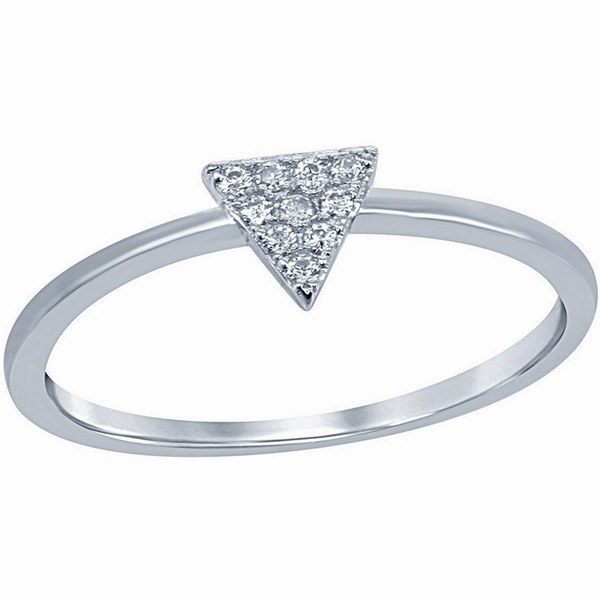 Classic Women's Sterling Silver CZ Triangle Ring - W-1479