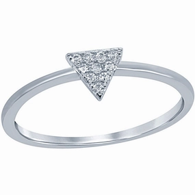 Classic Women's Sterling Silver CZ Triangle Ring - W-1479