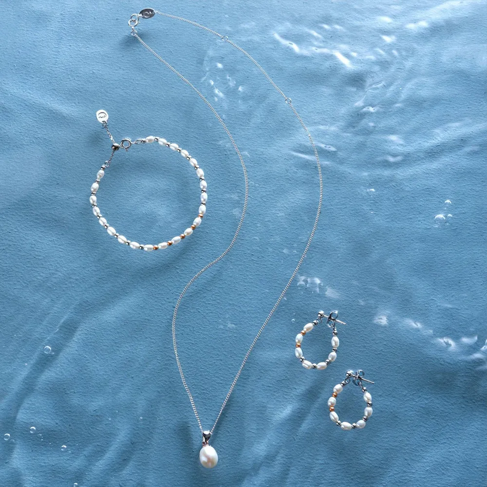 Clogau Welsh Beachcomber Silver and Pearl Drop Earrings 3SBCH0630