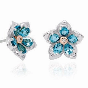 Clogau Forget Me Not London Blue Topaz Stud Earrings - 3SFMNE