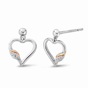 Clogau Past Present Future Heart Silver Earrings 3SPPF0800