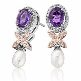 Clogau Queens Jubilee Superbloom Amethyst Earrings - 3SQJB0368